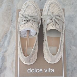 Dolce Vita Women's Raffia Platform Boat Shoes Oatmeal US Sz 8 EU Sz 39